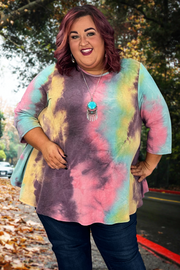 55 PQ-Z {Marbled Fun} ***SALE***Purple/Pink Tie Dye Top EXTENDED PLUS SIZE 3X 4X 5X