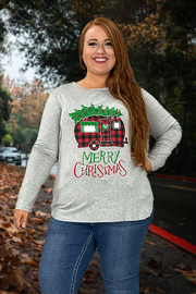 29 GT-A {Merry Camper} Grey Red Plaid Camper Graphic Tee PLUS SIZE XL 2X 3X