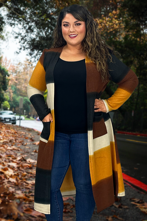 14 OR 56 OT-A {Mountain Vista} Mustard/ Brown Duster Plus Size 1X 2X 3X