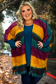 63 OT-B {Painting Rainbows} Magenta Striped Cardigan PLUS SIZE 1X/2X  2X/3X