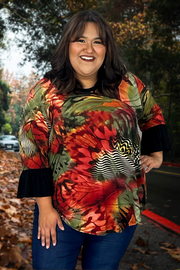 74 PSS-Z {Perfect To Me} Orange Animal Print Tunic CURVY BRAND!!! EXTENDED PLUS SIZE 4X 5X 6X