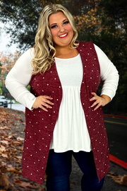 29 OT-A {Pretty Polka} Red Polka Dot Vest EXTENDED PLUS SIZE 3X 4X 5X