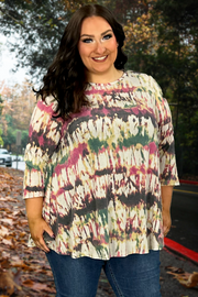 88 PQ-A {Prize Win} Multi-Color Tie Dye Top PLUS SIZE 1X 2X 3X