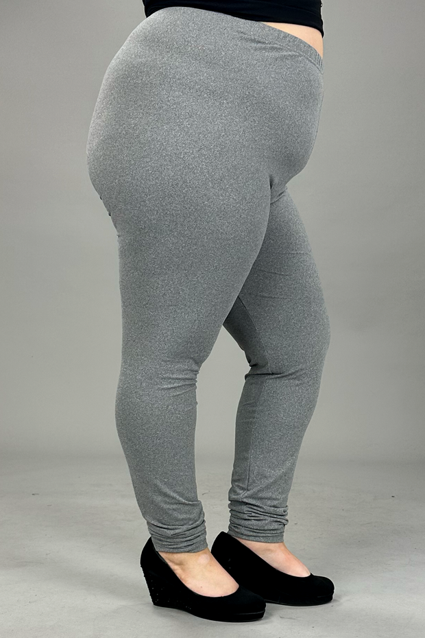 LEG-25 {Pursuit Of Comfort} Heather Grey Leggings EXTENDED PLUS SIZE 3X/5X