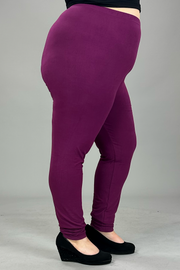 LEG-22 {Pursuit Of Comfort} Wine Full Length Leggings EXTENDED PLUS SIZE 3X/5X