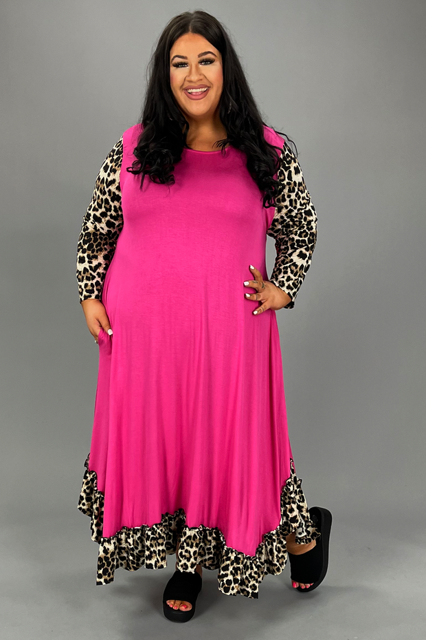 LD-U {Roar For Me} Fuchsia Leopard SALE!!  Print Dress PLUS SIZE XL 2X 3X
