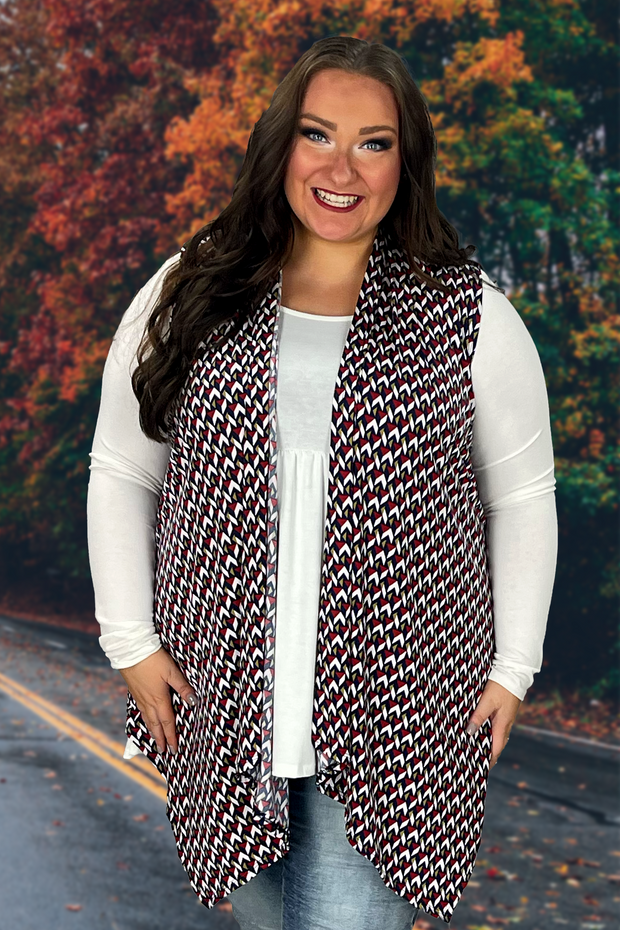 98 OT-J {Scheduled Plan} Multi-Color Printed Vest EXTENDED PLUS SIZE 3X 4X 5X