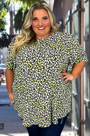 53 PSS-C {Sit Still And Style} Lime Leopard Print Top EXTENDED PLUS SIZE 3X 4X 5X