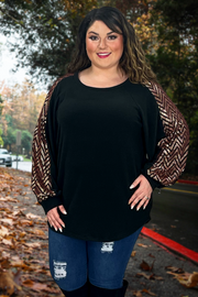 74 CP-A {Still Your Best} Black/Brown Sequin Top PLUS SIZE 1X 2X 3X