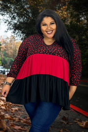 59 CP-J {Stirring Memories} Red/Black Leopard Tiered Top PLUS SIZE 1X 2X 3X