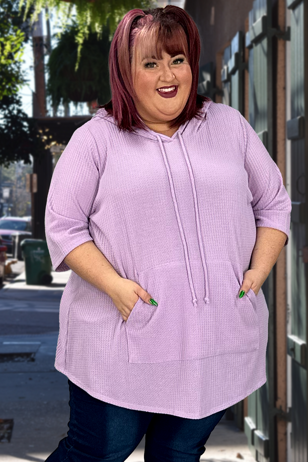 93 HD-A {Take a Ride} LILAC Waffle Knit Hoodie CURVY BRAND !! EXTENDED PLUS SIZE 3X 4X 5X 6X  SALE!!!