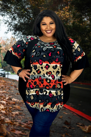 72 CP-M {Total Rebel} Grey/Fuchsia Leopard Print Top CURVY BRAND!!!  EXTENDED PLUS SIZE 1X 2X 3X 4X 5X 6X