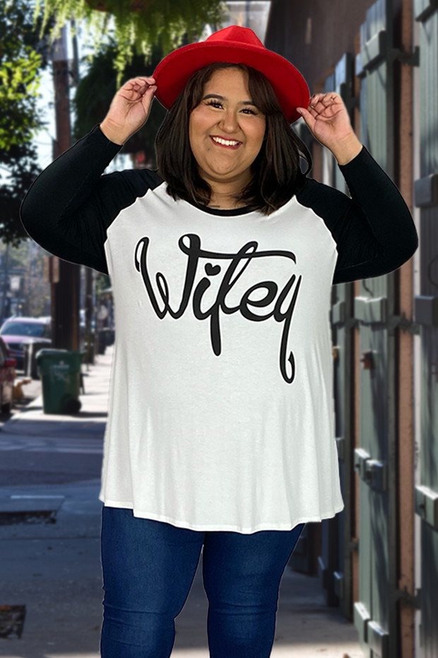 17 GT-M {Wifey For Lifey} White/Black CURVY BRAND Graphic Tee EXTENDED PLUS 3X 4X 5X 6X