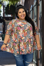 27 PSS-Z {Wild And Beautiful} Fuchsia/Multi Zebra Print Top EXTENDED PLUS SIZE 3X 4X 5X