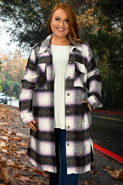 25 OT-L {Win Your Approval} Umgee Violet Mix Plaid Cardigan SALE!! PLUS SIZE XL 1X 2X