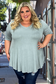 52 SSS-A {Without Thinking} Silver V-Neck Top EXTENDED PLUS SIZE 3X 4X 5X