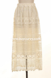 Bt-B {Meet By Chance} Cream Skirt With Long Crochet Overlay Bottoms