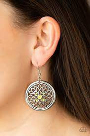 PAPARAZZI (457) {Mega Medallions} Yellow Earrings