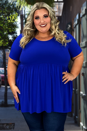 32 SSS-H {Feeling The Love} Bright Blue Babydoll Tunic PLUS SIZE 1X 2X 3X