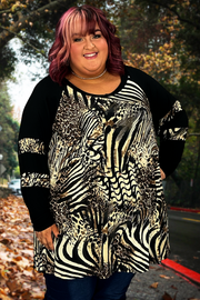 31 CP-A {Feels Like A Win}***SALE*** Brown/Black Animal Print Tunic EXTENDED PLUS SIZE 4X 5X 6X