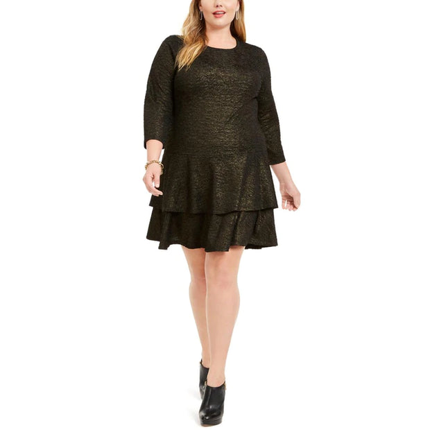 PQ-B M-109 {Michael Kors} Black Metallic Dress Retail €140.00 PLUS SIZE 2X ***FLASH SALE***