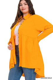 20 SLS-B {Fun And Done} Yellow Gold Peplum Top PLUS SIZE 1X 2X 3X