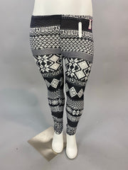 LEG 99 Black/White Snowflake Print Leggings