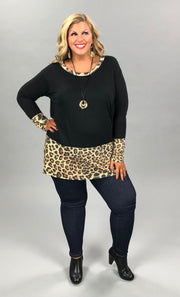 17 CP-M {Make It Up} Black ***SALE***With Leopard Detail Tunic PLUS SIZE XL 2X 3X