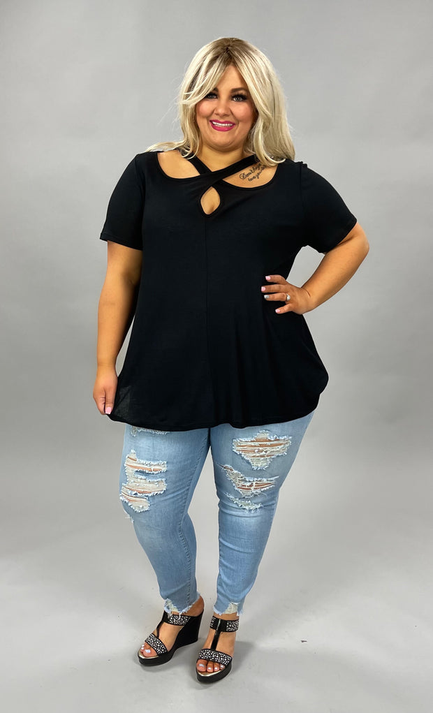 90 SSS-A {Moonless Nights} Black Criss-Cross Top PLUS SIZE 1X 2X 3X