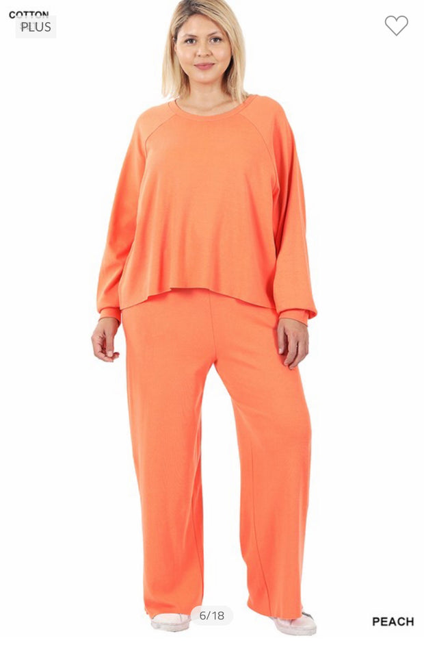 17 SET-D {Raising The Bar} Peach Loungewear Set PLUS SIZE 1X 2X 3X