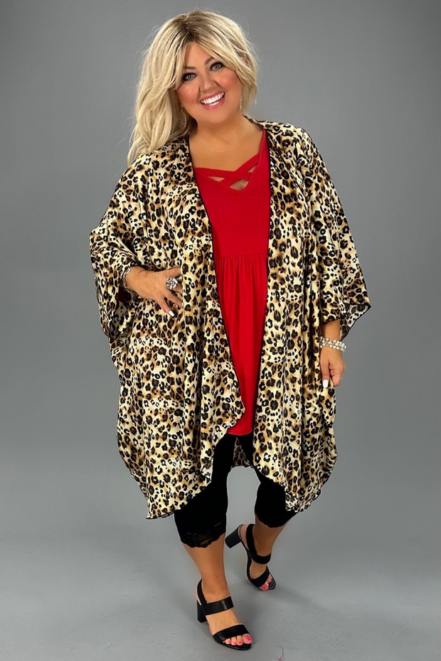 24 OT-E {Demand Respect} Leopard Print Kimono EXTENDED PLUS SIZE 3X 4X 5X