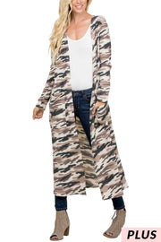 OT-Z {Get My Attention}  Ivory Tan Camo Waffle Duster PLUS SIZE XL 2X 3X