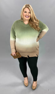 59 OR 25 PLS-K {Stuck} Olive Tan Ombre Top PLUS SIZE XL 2X 3X