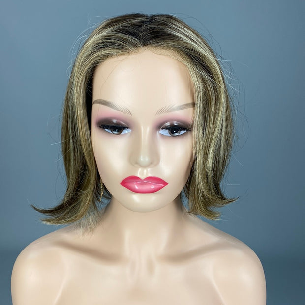 "Double Shot Bob" (Brown Sugar Sweet Cream) HAND-TIED Luxury Wig