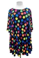 87 PSS-C {Snazzy Dots} Black/Multi-Color Polka Dot Top EXTENDED PLUS SIZE 4X 5X 6X