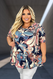 76 PSS-O {Delight In The Garden} Multi-Color Floral Print Top EXTENDED PLUS SIZE 3X 4X 5X