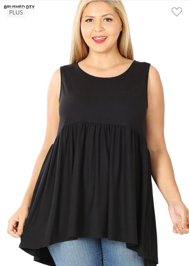 FLASH SALE!! 57  SV-G {Never Better} Black Sleeveless Babydoll Top PLUS SIZE 1X 2X 3X