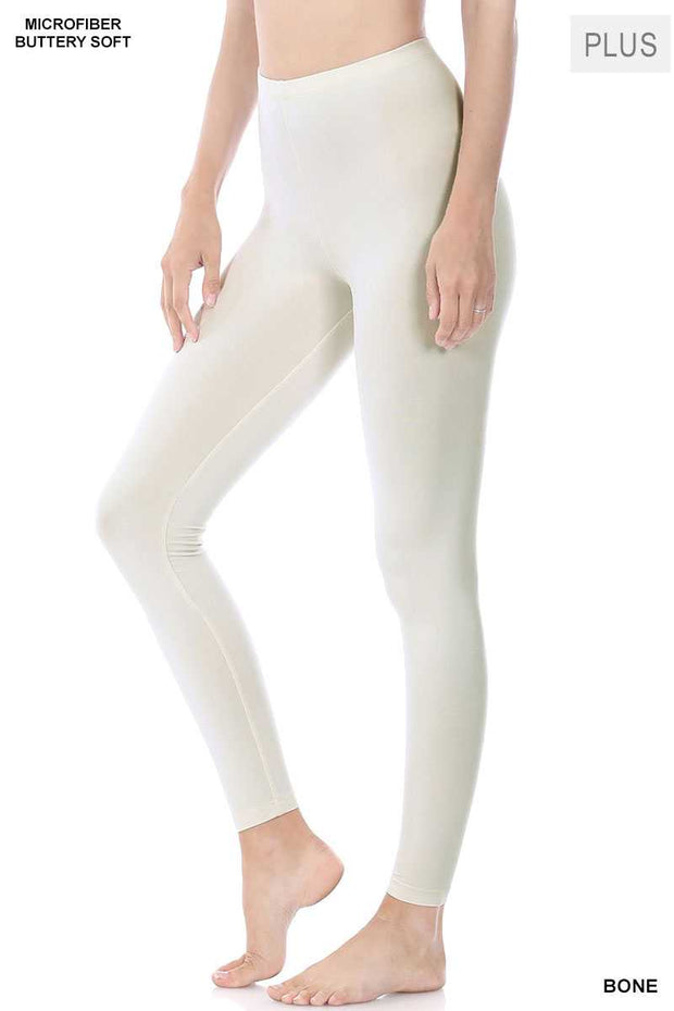 LEG -98   {Bend My Way} Bone "Butter soft" Full Length Leggings PLUS SIZE 1X 2X 3X