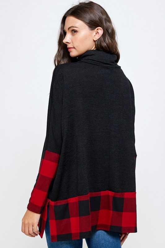 59 OR 25 CP-L {My Attention} Black With Red Hem Hoodie PLUS SIZE XL 2X 3X