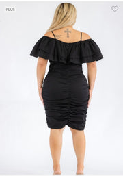 LD-R {Living For It}  SALE!! Black Lined Bodycon Dress PLUS SIZE 1X 2X 3X