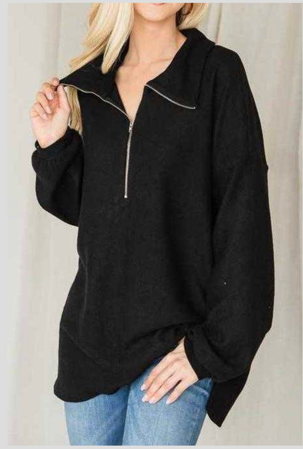 35 SLS-A {Winning Streak} Black Top W/Zipper PLUS SIZE 1X 2X 3X  SALE!!