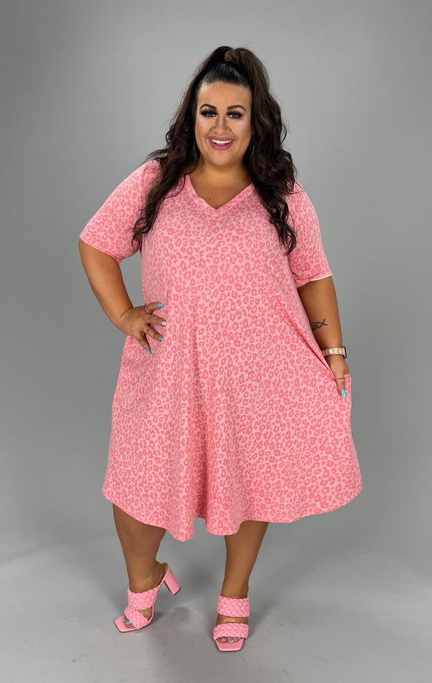 30 PSS-R {Sassy Spots} Pink Animal Print Dress EXTENDED PLUS 3X 4X 5X