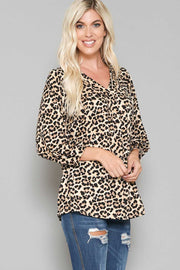 PLS-X {Daytime Prowl} ***FLASH SALE***Tan Black Leopard V-Neck Tunic BUTTER SOFT EXTENDED PLUS SIZE 4X 5X 6X