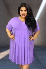 28 SSS-B {Curvy Hourglass} Lilac V-Neck Dress w/Pleated Detailing CURVY BRAND!!!! EXTENDED PLUS SIZE XL 2X 3X 4X 5X 6X  {Runs Larger!!!}