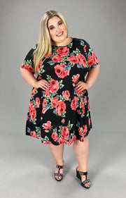 29 PSS-I {Dreaming Of Roses}  Black Rose Print Dress EXTENDED PLUS SIZE 3X 4X 5X