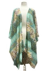 59 OT-M {Made For Memories} Mint Paisley Print Kimono EXTENDED PLUS SIZE 3X 4X 5X