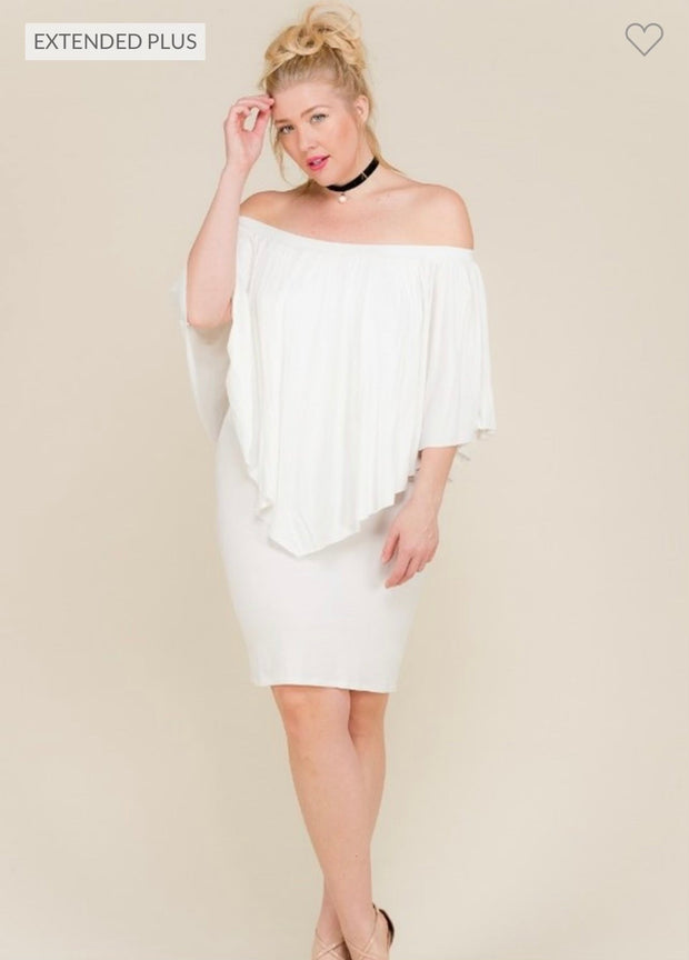 75 OS-A {The Randa} IVORY Off Shoulder Dress PLUS SIZE 1X 2X 3X***SALE***