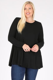 72 SLS-D {Making Life Easy} Black Rounded Hem Tunic EXTENDED PLUS SIZE 1X 2X 3X 4X 5X