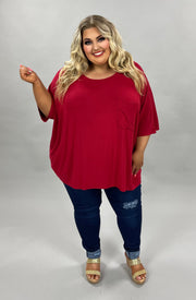 27 SSS-F {Basically Perfect} Dark Red Pocket Top PLUS SIZE 1X 2X 3X