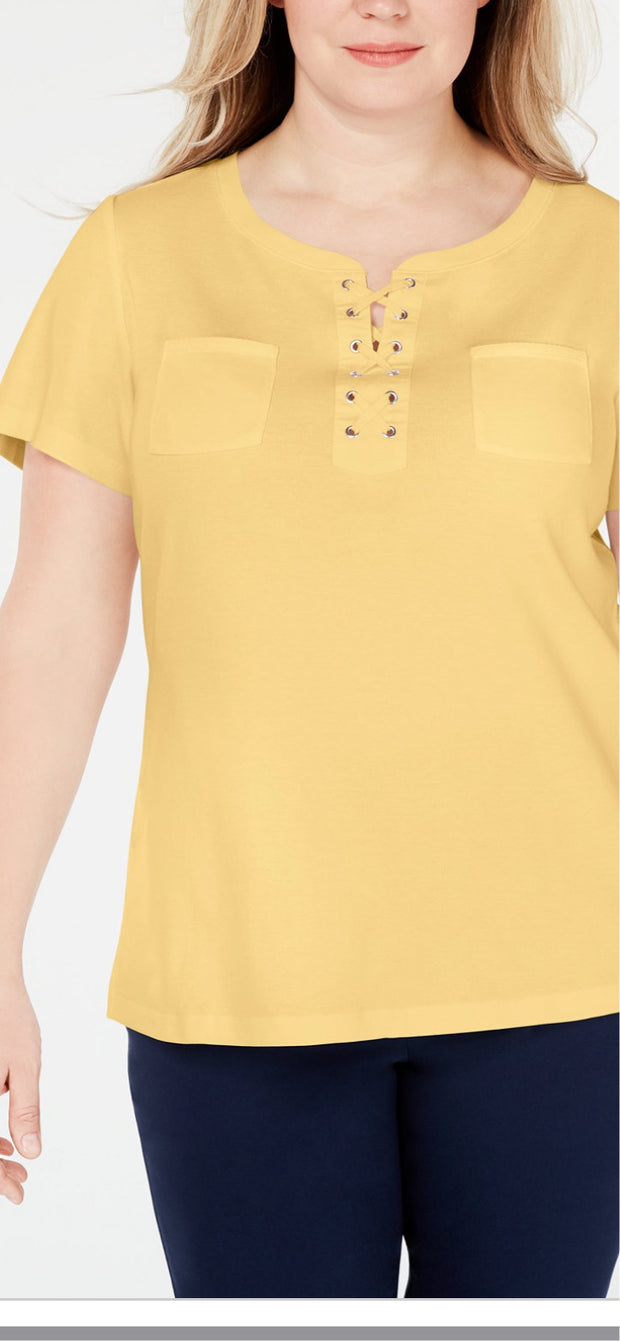 SD-A/M-109 {Karen Scott} Yellow Lace-Up Top Retail €36.50***FLASH SALE***